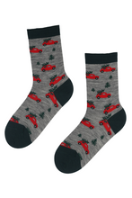 Load image into Gallery viewer, Alpaca wool grey scarf and merino wool CAR PLAY socks gift box for men