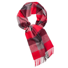 Load image into Gallery viewer, Alpaca wool red checked scarf - GreatNaturalAlpaca