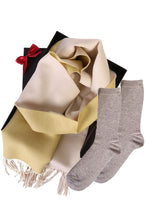 Load image into Gallery viewer, Alpaca wool two sided scarf and SILVER socks gift box for women