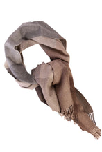 Load image into Gallery viewer, Alpaca wool beige-grey checked big scarf - GreatNaturalAlpaca