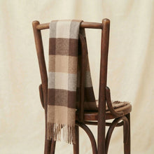 Load image into Gallery viewer, Beige brown red checked baby alpaca wool scarf - Handmade in Peru | Great Natural Alpaca