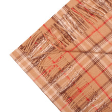 Load image into Gallery viewer, Handwoven checked baby alpaca wool scarf in beige red - Peruvian artisan craft