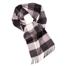Load image into Gallery viewer, Black checked baby alpaca wool scarf - Handmade in Peru | Great Natural Alpaca