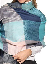 Load image into Gallery viewer, Blue red handmade alpaca shawl - Premium hypoallergenic baby alpaca silk blend