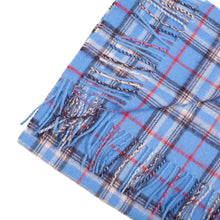 Load image into Gallery viewer, Handwoven checked baby alpaca wool scarf in blue red - Peruvian artisan craft