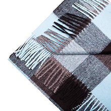 Load image into Gallery viewer, Handwoven checked baby alpaca wool scarf in blue turquoise - Peruvian artisan craft