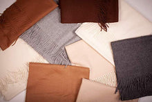 Load image into Gallery viewer, Handwoven baby alpaca silk blend shawl in camel - Peruvian artisan craft