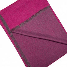 Load image into Gallery viewer, Handwoven reversible baby alpaca silk blend shawl in fuchsia - Peruvian artisan craft
