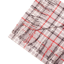 Load image into Gallery viewer, Handwoven checked baby alpaca wool scarf in grey red - Peruvian artisan craft