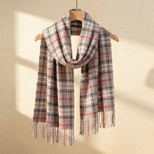 Load image into Gallery viewer, Grey red checked baby alpaca wool scarf - Handmade in Peru | Great Natural Alpaca