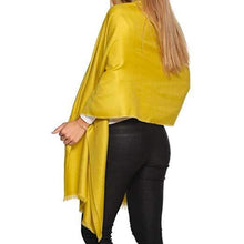 Load image into Gallery viewer, Mustard handmade alpaca shawl - Premium hypoallergenic baby alpaca silk blend