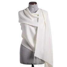 Load image into Gallery viewer, White handmade alpaca shawl - Premium hypoallergenic baby alpaca silk blend