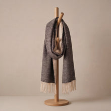 Load image into Gallery viewer, White grey reversible baby alpaca wool scarf - Handmade in Peru | Great Natural Alpaca
