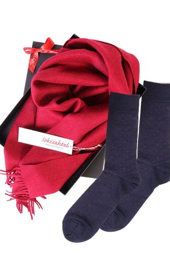 Alpaca wool scarf and VEIKO socks gift box for men