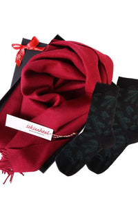 Alpaca wool scarf and TREEPEOPLE socks gift box for women