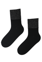 Load image into Gallery viewer, ALPACA WOOL black socks with a glittery edge
