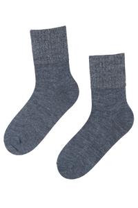 ALPACA WOOL blue socks with a sparkling edge