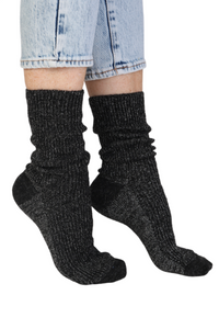 ALPACA WOOL black sparkly socks