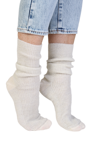 ALPACA WOOL white glittering socks