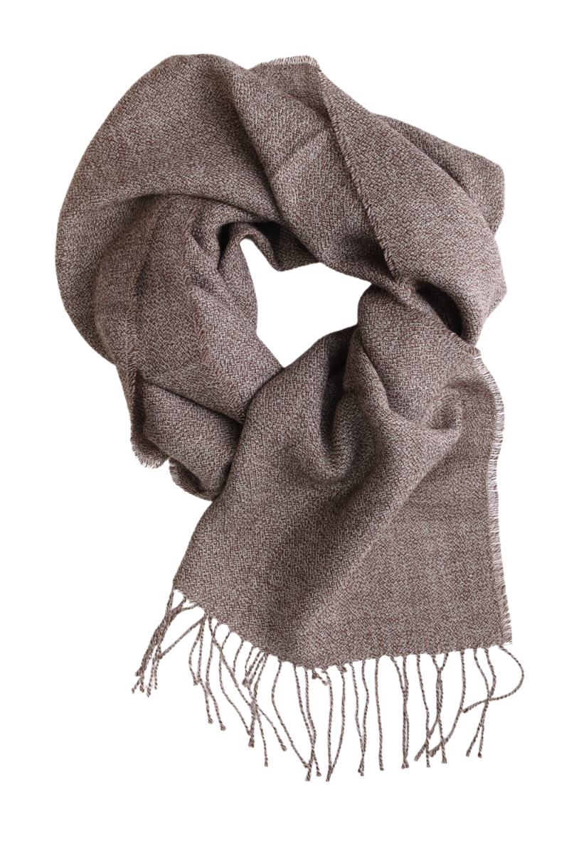 Brown ruffled alpaca wool scarf - GreatNaturalAlpaca