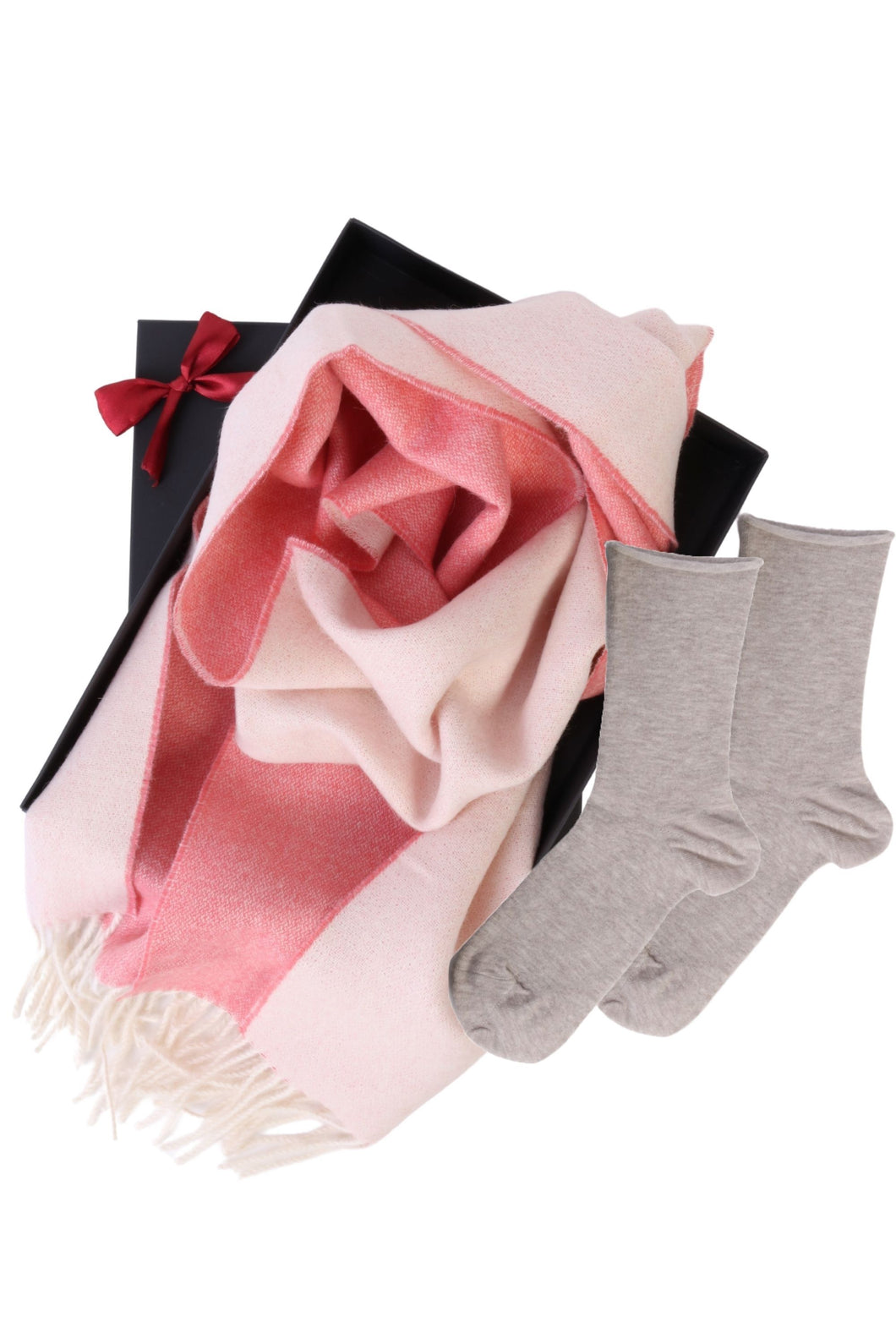 Alpaca wool two sided scarf and ANNI socks gift box for women