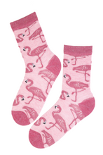 Load image into Gallery viewer, Alpaca wool gift box with a pink two-sided scarf and MIAMI socks for women