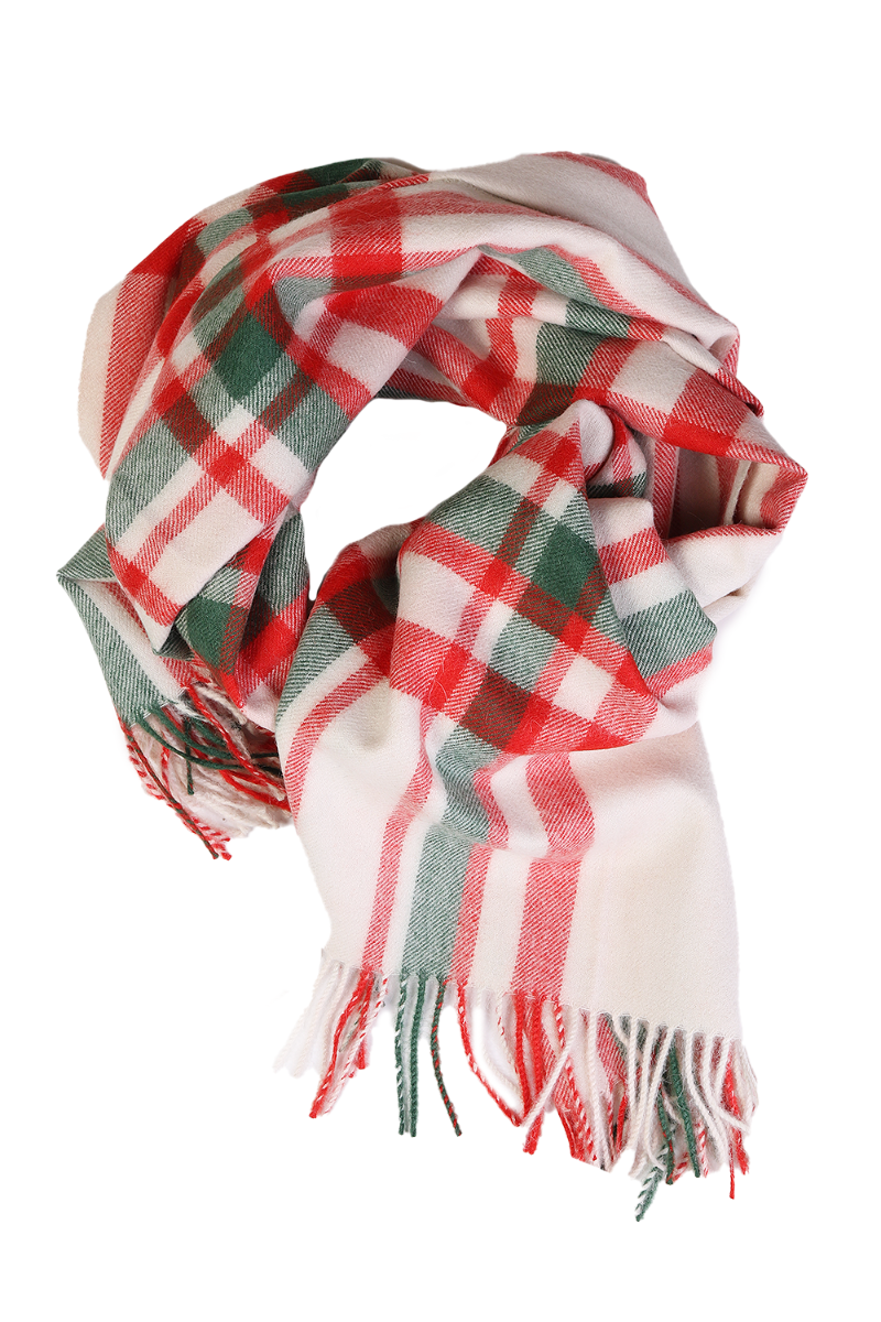 Red-green checkered alpha wool large scarf - GreatNaturalAlpaca