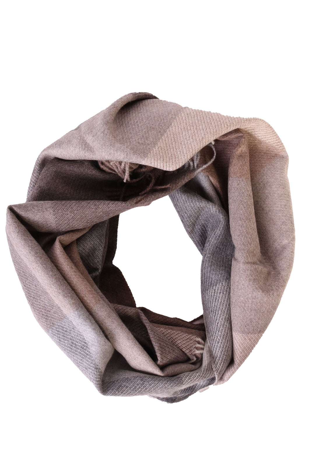 Alpaca wool beige-grey checked big scarf - GreatNaturalAlpaca