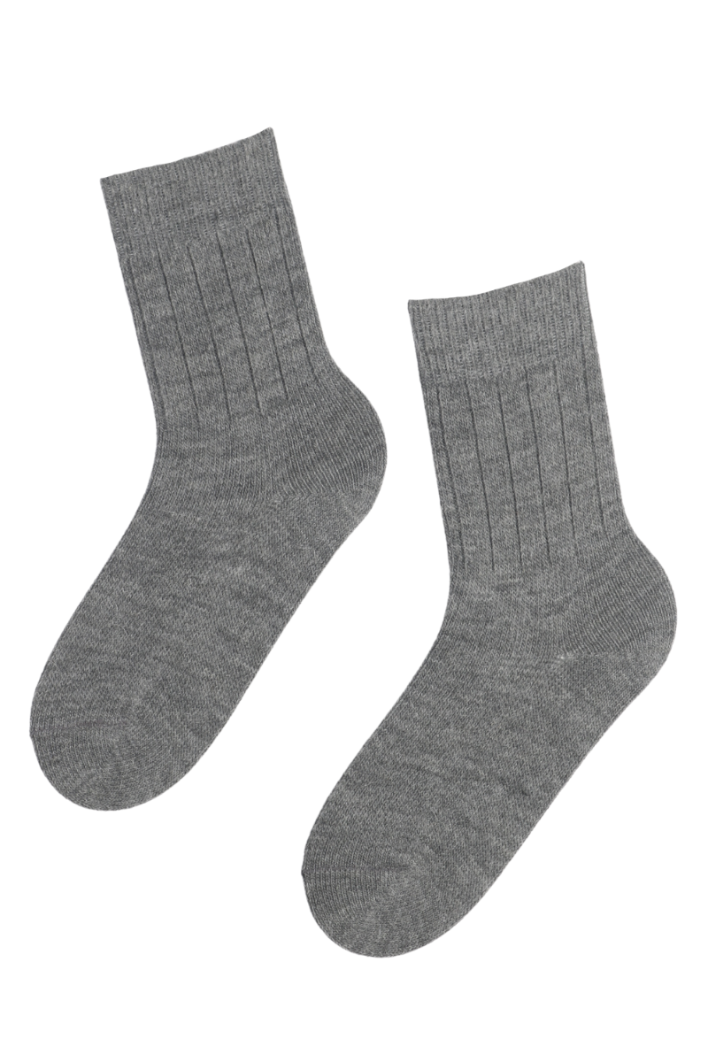 Alpaca wool dark grey rib patterned socks for men ALPAKA