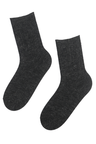 Alpaca wool black rib patterned socks for men ALPAKA