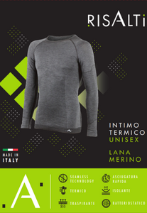 LANA grey unisex merino wool thermal blouse